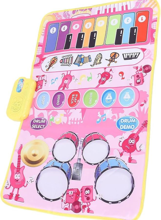 Pink Portable Foldable Music Playmat For Kids Touch Blanket Drum Dance Floor Keyboard - Image 2
